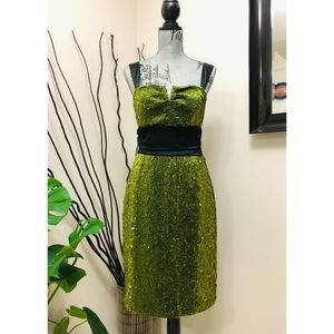 Le Chataeu Sheer Textured Satin Formal Dress